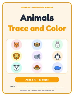 Cover of the Animals Tracing and Coloring Book