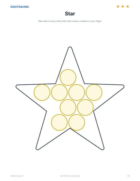 Star dot marker page from the Dot Marker Activity Book