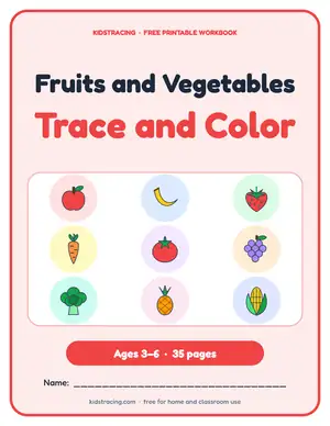 Cover of the Fruits and Vegetables Tracing and Coloring Book